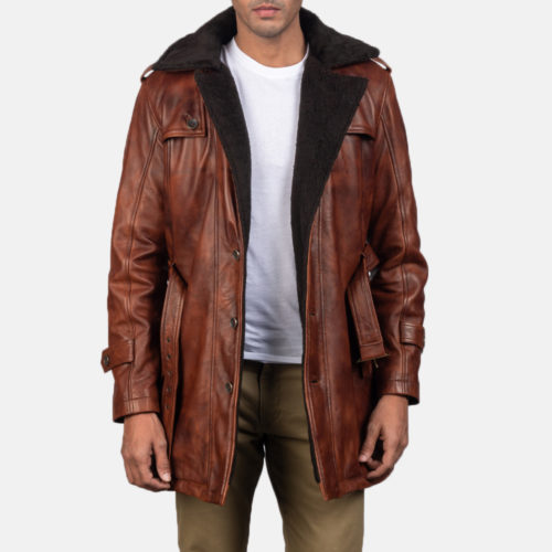 Hunter Distressed Brown Fur Leather Coat