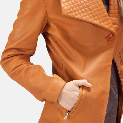 Lee Tan Brown Leather Blazer