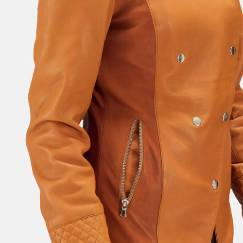 County Tan Overlap Leather Jacket