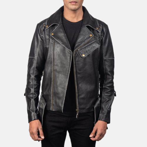 Vincent Black Leather Biker Jacket - Horizon Leathers