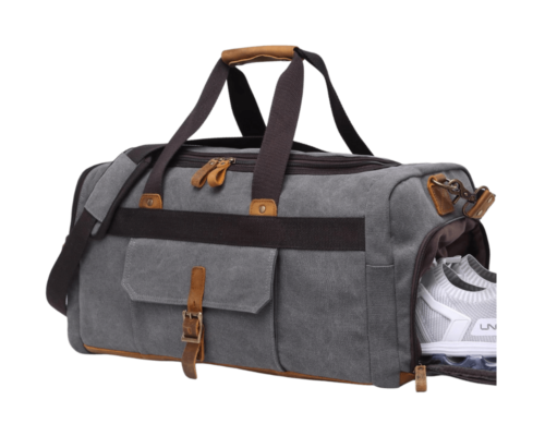 BLUBOON Weekender Overnight Canvass Leather Duffel Bag