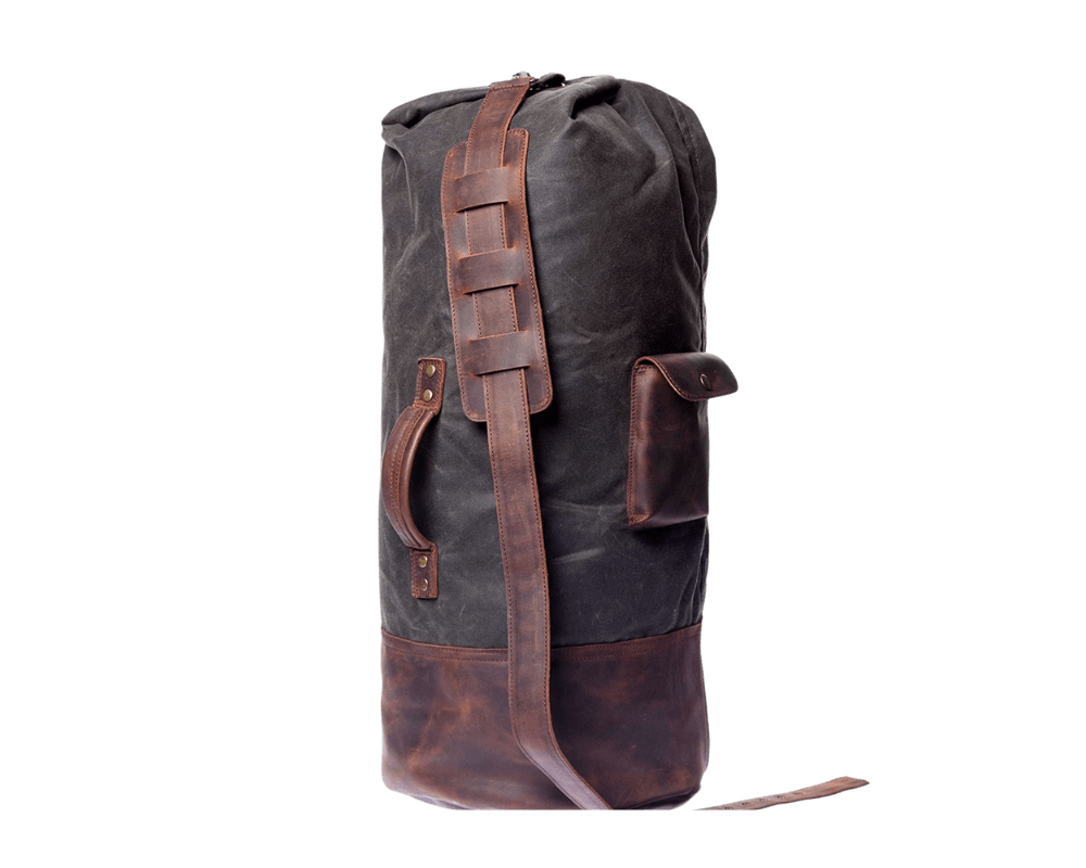 Classic Handmade Waxed Canvas Leather Duffle Bag For Real Men