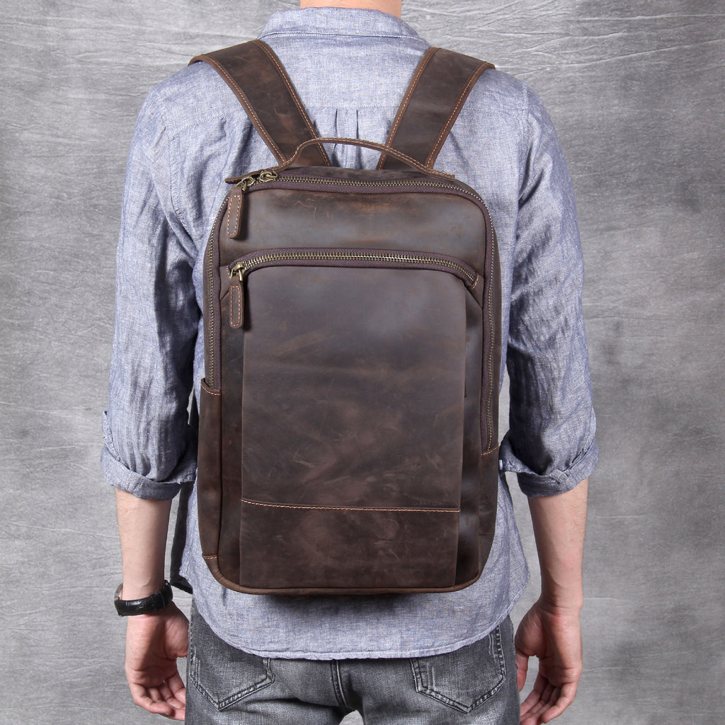 Real Leather Backpack with Cup Holder For Men - Horizon Leathers
