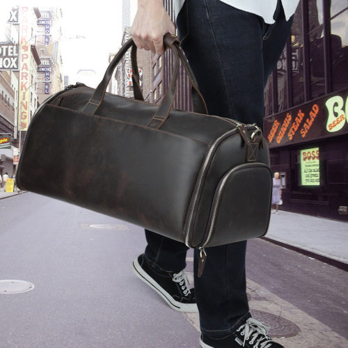 Woosir Large Leather Duffel Bag with Shoe Compartment