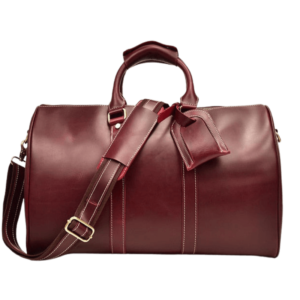 Crazy Horse Genuine Leather Vintage Travel Duffel Bag Wine Red