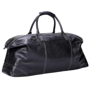Genuine Leather Black Duffel Bag Mens