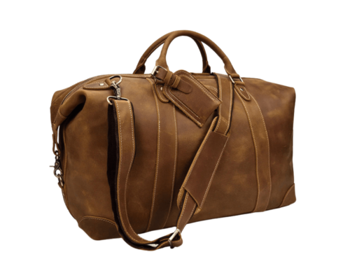 Leather Weekender Bag with Laptop Compartment For Men