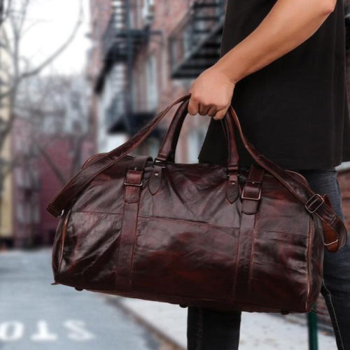 Woosir Mens Designer Leather Weekend Bag