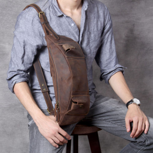 Leather Fanny Pack Crossbody Bag for Men
