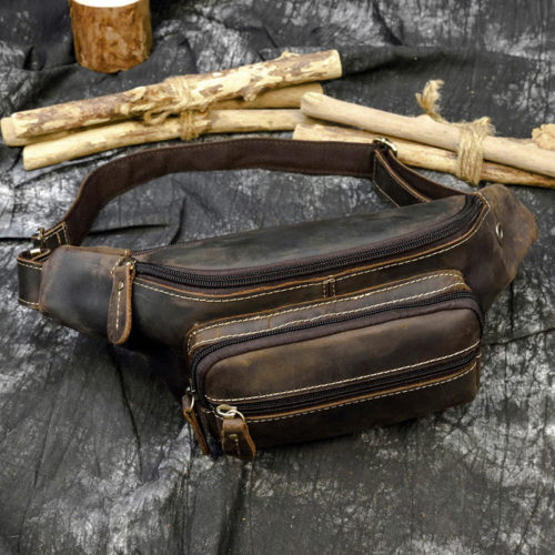 Genuine Leather Belt Bag For Men