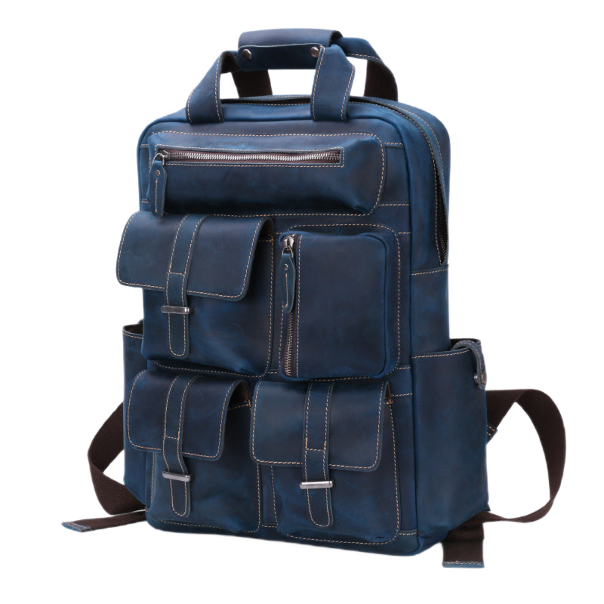 Genuine Leather Backpack for Mens Laptop Bag Multi Pocket Schoolbag Men  Solo Travel Backpacks Biking Backpack for Men's Gift for Him