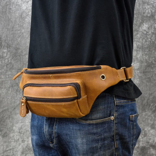 Genuine Leather Belt Bag For Men