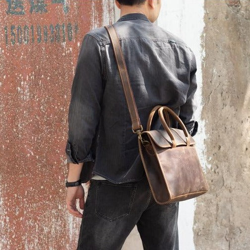 Slim Leather Laptop Bag for Men - Horizon Leathers