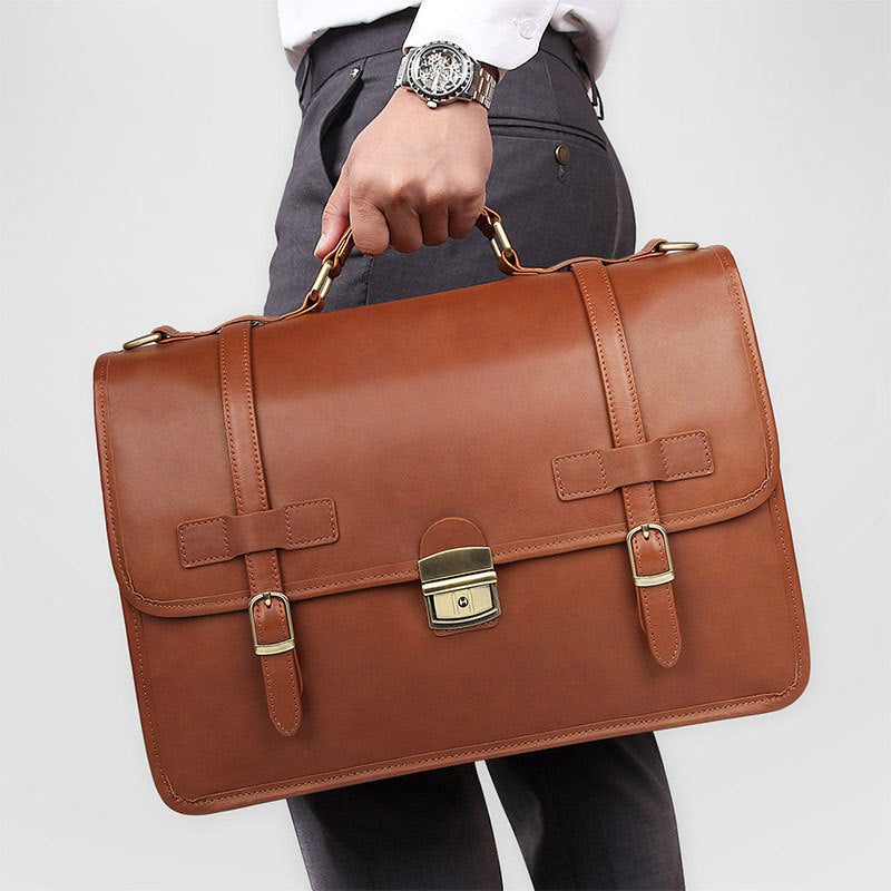 Men's Briefcase Bag Leather British Style - Horizon Leathers