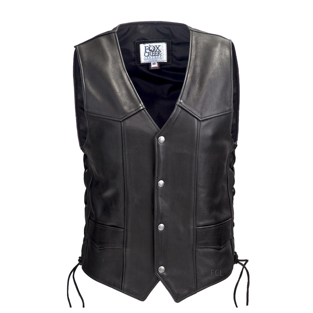 Men's Laced Full Back Motorcycle Vest - Horizon Leathers